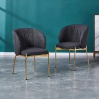 Lot de 2 chaises en tissu noir pieds en métal doré