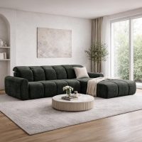 Canap&eacute; d'angle convertible avec coffre en tissu vert sapin - Angle droit