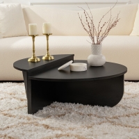 Table basse ronde couleur bois noir D90 cm