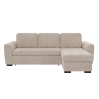 Canapé d'angle réversible convertible avec coffre en velours côtelé beige