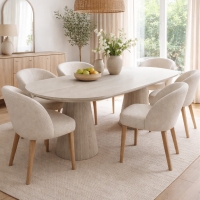 Table &agrave; manger ovale couleur bois clair 220 cm
