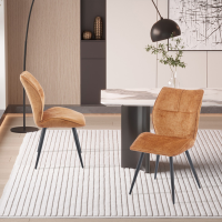 Lot de 2 chaises en tissu orange pieds en métal noir