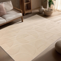 Tapis en tissu doux &agrave; motif beige - 160x230 cm