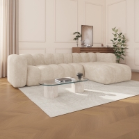 Canapé d'angle réversible en tissu beige