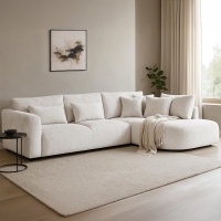 Canapé d'angle en tissu beige - Angle droit