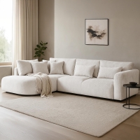 Canapé d'angle en tissu beige - Angle gauche