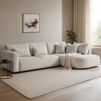 Canapé d'angle en tissu taupe - Angle droit