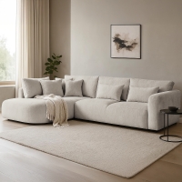 Canapé d'angle en tissu taupe - Angle gauche