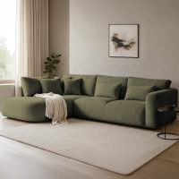 Canapé d'angle en tissu vert - Angle gauche