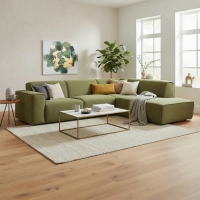 Canap&eacute; d'angle en tissu vert - Angle droit