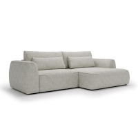 Canap&eacute; d'angle convertible avec coffre en tissu beige - Angle droit