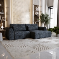Canap&eacute; d'angle convertible avec coffre en tissu bleu - Angle droit
