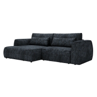 Canap&eacute; d'angle convertible avec coffre en tissu bleu - Angle gauche
