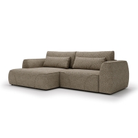 Canap&eacute; d'angle convertible avec coffre en tissu taupe - Angle gauche