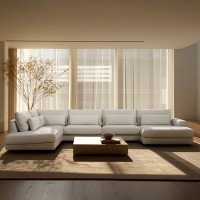 Canapé panoramique tissu beige - Angle droit