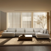 Canapé panoramique tissu beige - Angle gauche