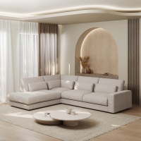 Canapé d'angle en tissu beige - Angle gauche