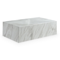 Table basse rectangulaire marbre d'ing&eacute;nierie blanc