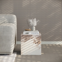 Table basse carr&eacute; marbre d'ing&eacute;nierie beige et marron