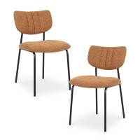 Lot de 2 chaises en tissu orange pi&egrave;tement m&eacute;tal noir