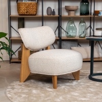 Fauteuil design effet peau de mouton beige