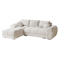 Canapé d'angle convertible avec coffre en tissu beige - Angle gauche