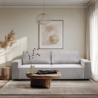 Canapé 3 places convertible en tissu gris clair