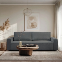 Canapé 3 places convertible en tissu gris foncé