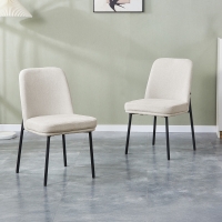 Lot de 2 chaises en tissu beige pieds en m&eacute;tal noir