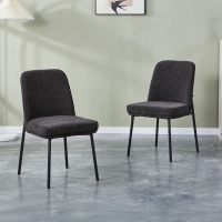 Lot de 2 chaises en tissu gris fonc&eacute; pieds en m&eacute;tal noir