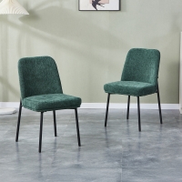 Lot de 2 chaises en tissu vert pieds en métal noir