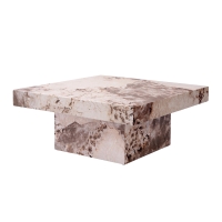 Table basse carrée en marbre d'ingénierie beige et marron