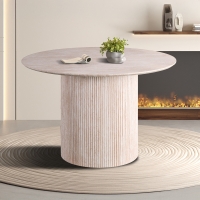 Table &agrave; manger ronde couleur travertin 120 cm
