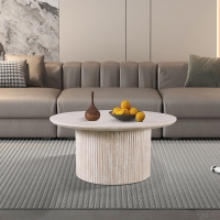 Table basse ronde couleur travertin D80 cm