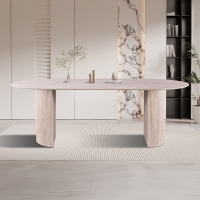 Table &agrave; manger ovale couleur travertin 200 cm
