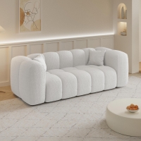 Canapé 3 places tissu bouclette blanc écru