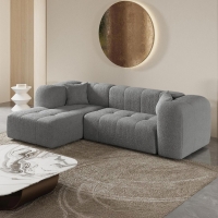 Canapé d'angle  tissu bouclette gris - Angle gauche