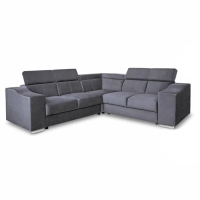 Canap&eacute; d&rsquo;angle convertible r&eacute;versible en  velours gris