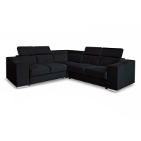 Canap&eacute; d&rsquo;angle convertible r&eacute;versible en velours noir