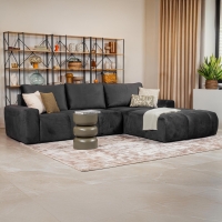 Canapé d'angle convertible avec coffre en velours gris foncé - Angle droit