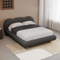 Lit design effet peau de mouton anthracite 140x190 cm