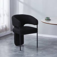 Chaise tissu bouclette noir pieds en métal noir