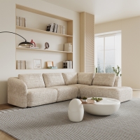 Canapé d'angle modulable en tissu beige - Angle droit