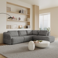 Canapé d'angle modulable en tissu gris - Angle droit