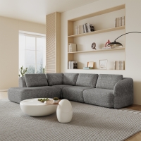 Canapé d'angle modulable en tissu gris - Angle gauche