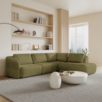 Canapé d'angle modulable en tissu vert olive - Angle droit