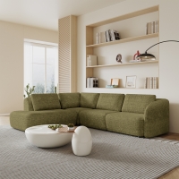 Canapé d'angle modulable en tissu vert olive - Angle gauche