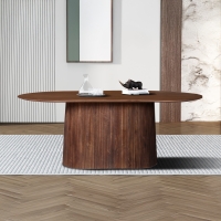 Table à manger ovale en bois de manguier brun clair 200 cm