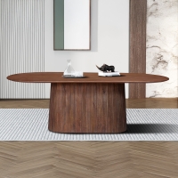 Table à manger ovale en bois de manguier brun clair 230 cm