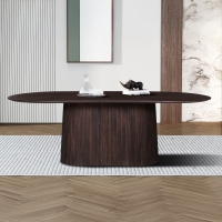 Table à manger ovale en bois de manguier brun foncé 230 cm